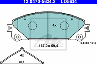 Колодки передние ATE CERAMIC Lexus rx iii 270-450 2009-&gt