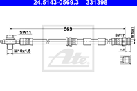 Шланг торм audi a3 quattro/vw golf iv 4motion 96-