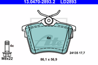 Колодки тормозные дисковые задн  CERAMIC  CITROEN: C5 1.6 HDi/1.6 HDi 110/1.6 HDi 115/1.6 THP 155/1...