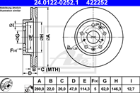 24.0122-0252.1_диск тормозной передний! Fiat Sedici  Suzuki SX4 1.5/1.6/1.9D 06