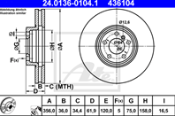 24.0136-0104.1_диск тормозной передний! bmw x5 4.6is 02&gt/4.8is 04&gt