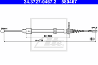 Трос ручника MB W204 1.6-6.2 07- (L 728mm)