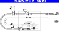 Трос ручника MITSUBISHI COLT 1.1-1.5/1.5DI-D 04- (DISC BRAKE) ЗАД L L 1540mm