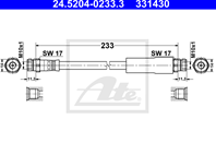 24.5204-0233.3_шланг торм. зад.! Audi A3  VW Golf 1.4-2.0TDi 04&gt