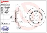 08.A715.20_диск тормозной задний! Nissan Tiida/Cube 1.6/1.8/1.5dCi 07&gt