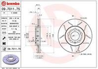 09.7011.75_диск тормозной передний! Audi A2/A3  VW Golf/Bora 1.6 96&gt