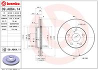 09.A864.14_диск тормозной передний! Toyota Auris/