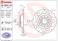 08.8843.2X_диск тормозной задний! перфорированный Xtra Audi A6 2.4-3.0TDi 04&gt