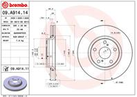 09.A914.14_диск тормозной передний! Toyota Auris/Corolla 2.0D/2.2D 07&gt