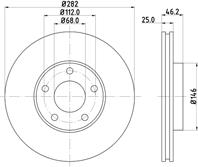 Диск тормозной передний вентилируемый VW PASSAT B5/B6 96&gt 282x25x5