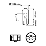 12961B2_к-кт ламп! 5W 12V W2.1X9.5D передний габарит  стекл. цоколь (2шт. в блис