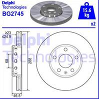 [bg2745] delphi комплект 2 шт. диск тормозной переднийпередний