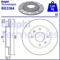 [BG3364] Delphi Комплект 2 шт. Диск тормозной переднийпередний