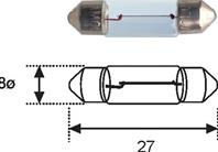 Лампа C3W 12V (3W) SV7-8 двухцокольная  28 мм