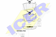 Колодки тормозные дисковые задние 181593703 от производителя ICER