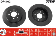 [DF4402] TRW Диск тормозной задний комплект из 2-х шт.