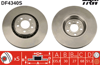 [DF4340S] TRW Диск тормозной пер. вент VOLVO XC 90 30657301