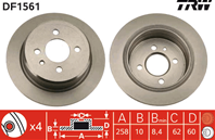 [DF1561] TRW Диск тормозной задний  в комплекте 2-х шт.