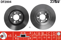 [df2804] trw диск тормозной передний  комплект из 2-х шт.