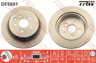 Диск тормозной задний lexus gs250  300h  350  450h 1/12- df6691
