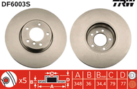 Диск тормозной BMW E60/61 535-550/E63/64 635-650 передний вент.D=348мм.