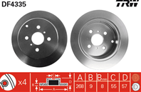 [DF4335] TRW Диск тормозной задний  комплект 2 шт.