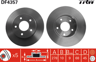 [DF4357] TRW Диск тормозной задний  комплект 2 шт.
