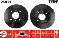 [DF2590] TRW Диск тормозной передний  комплект из 2-х шт.