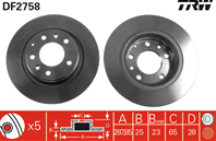 [df2758] trw диск тормозной передний