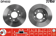 [DF4032] TRW Диск тормознойпередний комплект 2 шт.