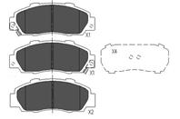 Колодки тормозные дисковые, комплект, передние HONDA Accord седан VII, Accord седан VIII, Accord универсал IV, Accord универсал V, Civic седан VIII, Civic хэтчбек VII, CR-V I