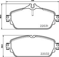 Колодки тормозные MERCEDES W205 14- передние L=144мм.