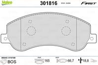 Колодки тормозные дисковые передние 301816 от производителя VALEO
