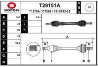 T29151A_привод левый! 592mm ABS Peugeot Partner 