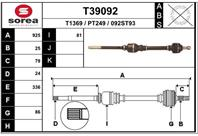 T39092 привод правый! 925mm peugeot 307 1.4hdi/1.6i 16v/2.0i/hdi be 00&gt