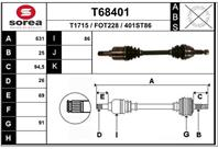 T68401_привод левый!631mm без abs ford transit/to