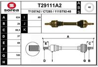 T29111a2 привод левый! 624mm abs citroen xm  peugeot 607 2.2/hdi/3.0 94&gt