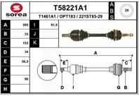 T58221a1 привод левый! 595mm abs opel vectra b/astra g 1.8i/2.0i/2.0di/dti 95&gt