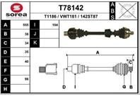 T78142_привод правый! 555mm Ford Galaxy  Seat Alhambra  VW Sharan 1.8T/2.0/1.9TDi 96&gt