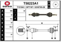 T58223A1_привод передний левый! 596mm ABS 29 Opel Astra G/H/Zafira A 1.4-1.7D 98-09