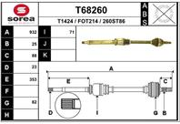 T68260_привод правый!932mm без ABS Ford Focus 1.4/1.6/1.8i IB5 16V 98-04