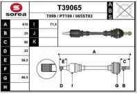 T39065_привод левый! 600mm peugeot 306 1.6 ma5b 9