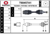 T68457A1_привод левый! 490мм ABS:44th man. Mazda BT-50 2.5 06&gt/Ford Ranger 06&gt