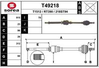 T49218 привод правый! 915mm renault megane ii 1.6 02-11