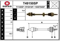 T49150SP_привод правый!718mm без ABS Renault Kang