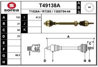 T49138a привод правый! 745mm abs renault megane/scenic 1.4-2.0 jb1/3 jc5 95&gt