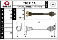 T68115a привод левый! 609mm abs audi a4 1.8t  vw passat 1.8t/2.3 95-00