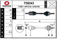 T58243_привод левый! 589mm Opel Astra H/Zafira 1.8/1.7D 04&gt