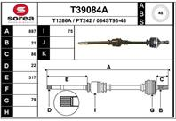 T39084A_привод правый! 887mm ABS Peugeot 206 1.1i