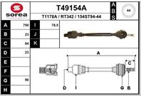 T49154a_привод правый! 770mm 44z abs renault mega